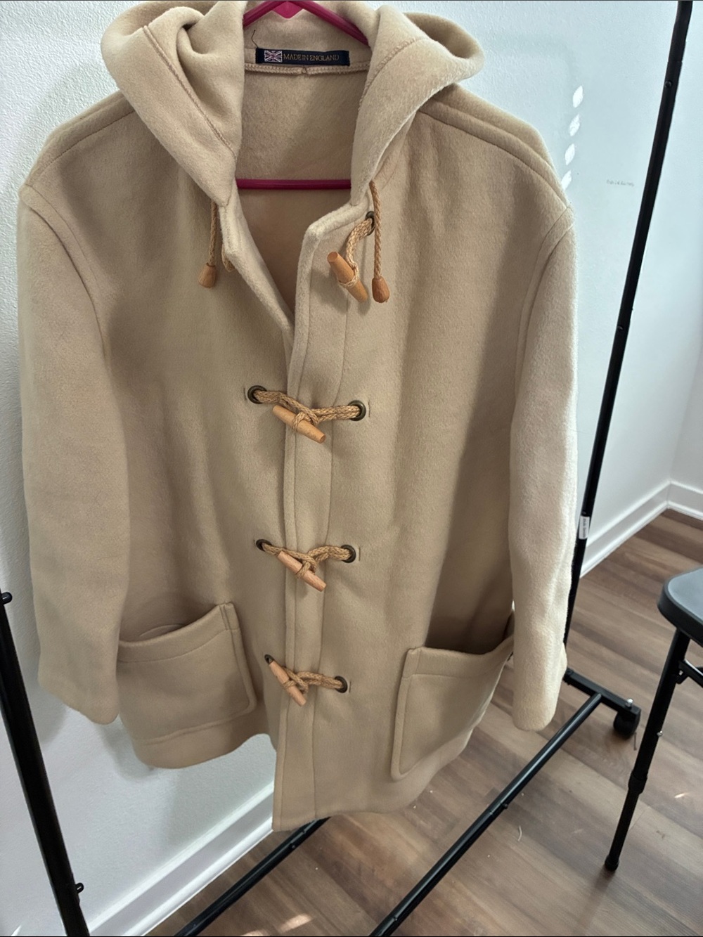 Gloverall Duffle Coat Beige with Toggle Closures. Made in England